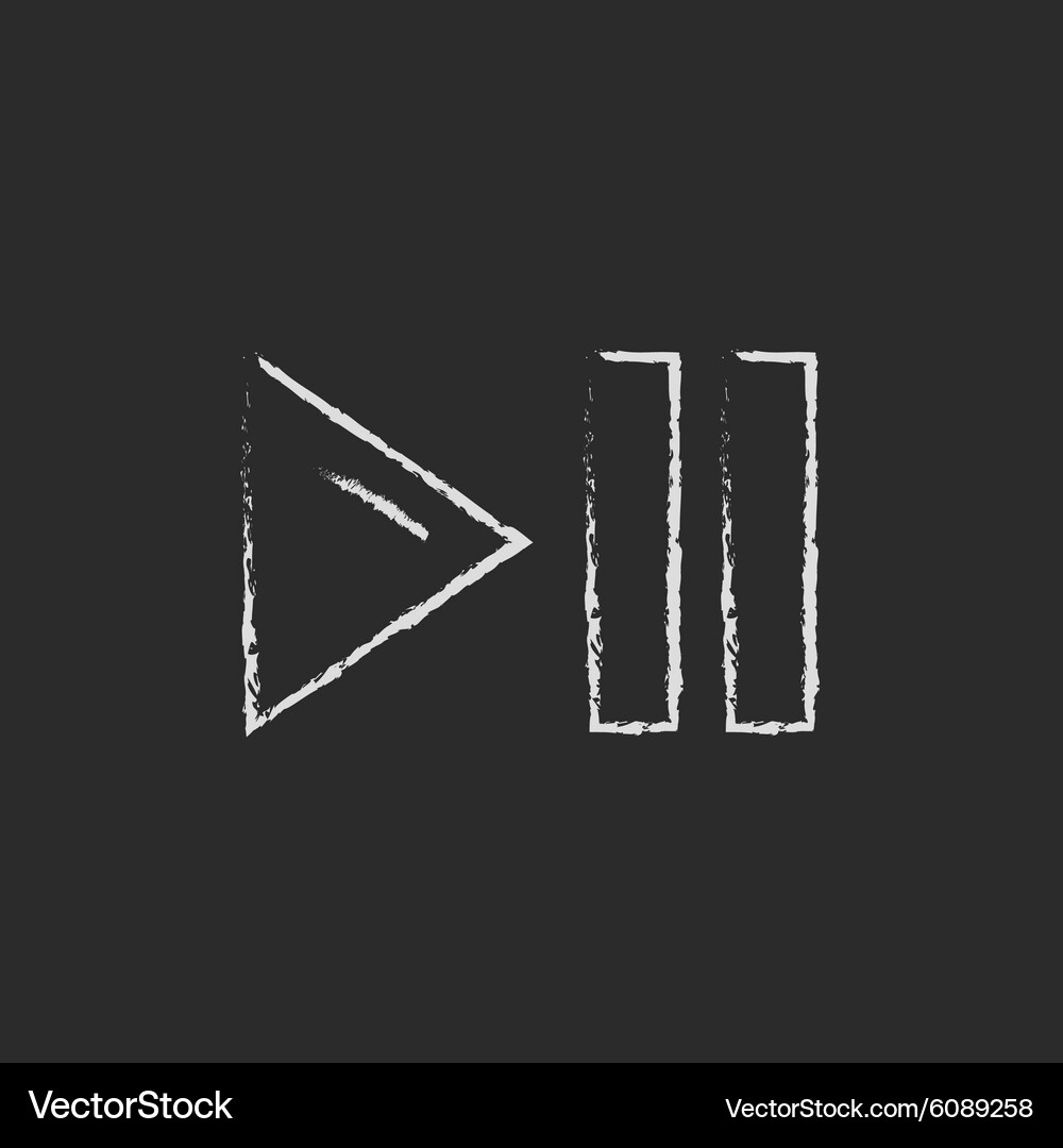 Pause and next button icon drawn in chalk Vector Image