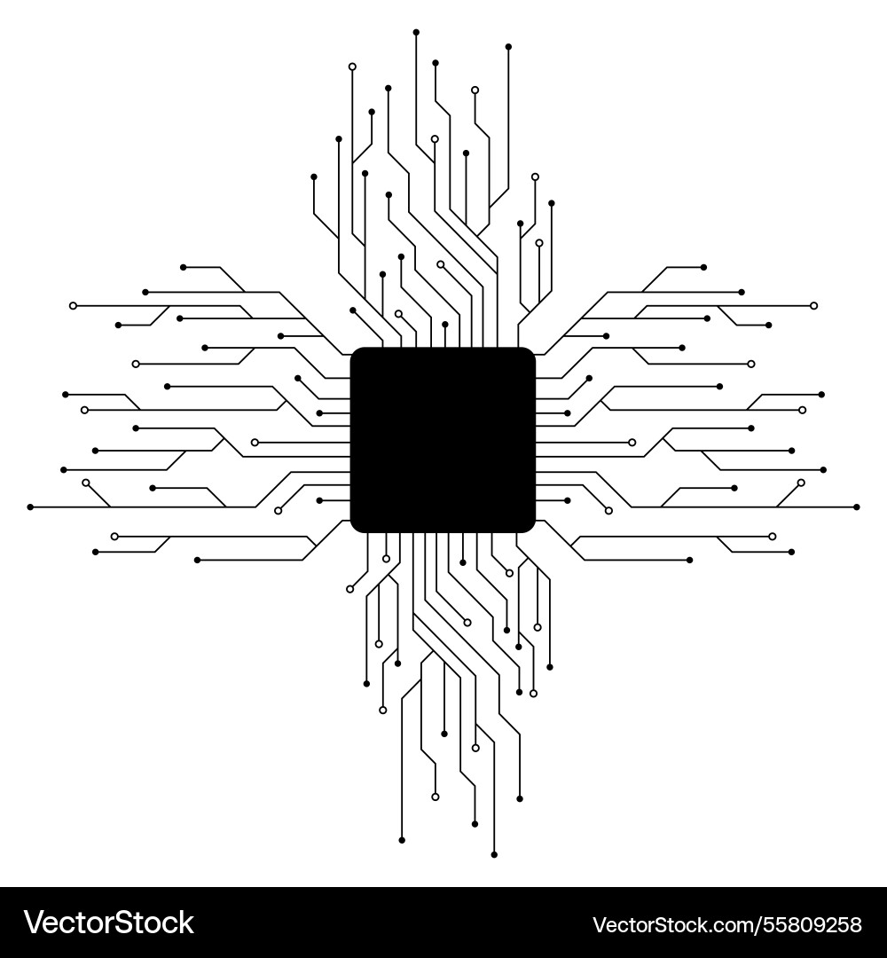 Printed circuit board and processor abstract Vector Image