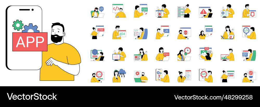 Programming Characters & Code vector image