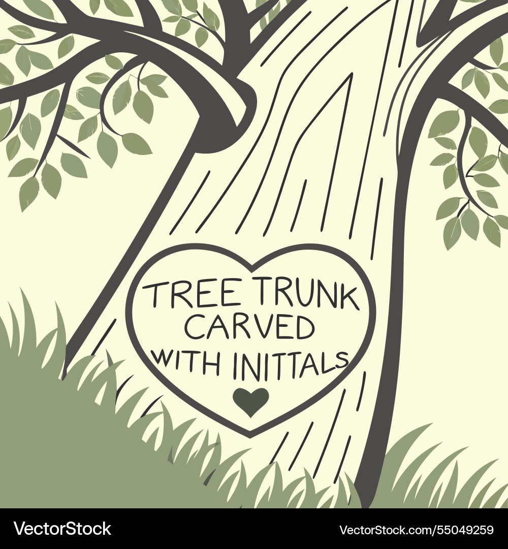 A tree carved with initials inside heart A tree carved with initials inside heart vector image