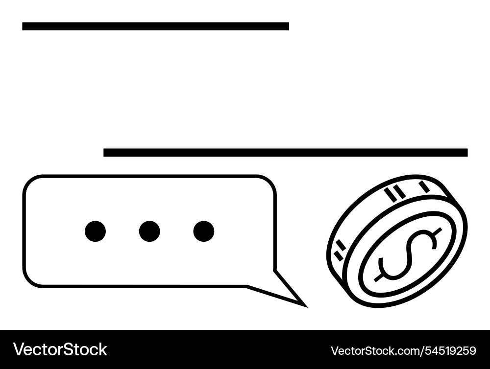 Conversation bubble and coin icon representing Vector Image