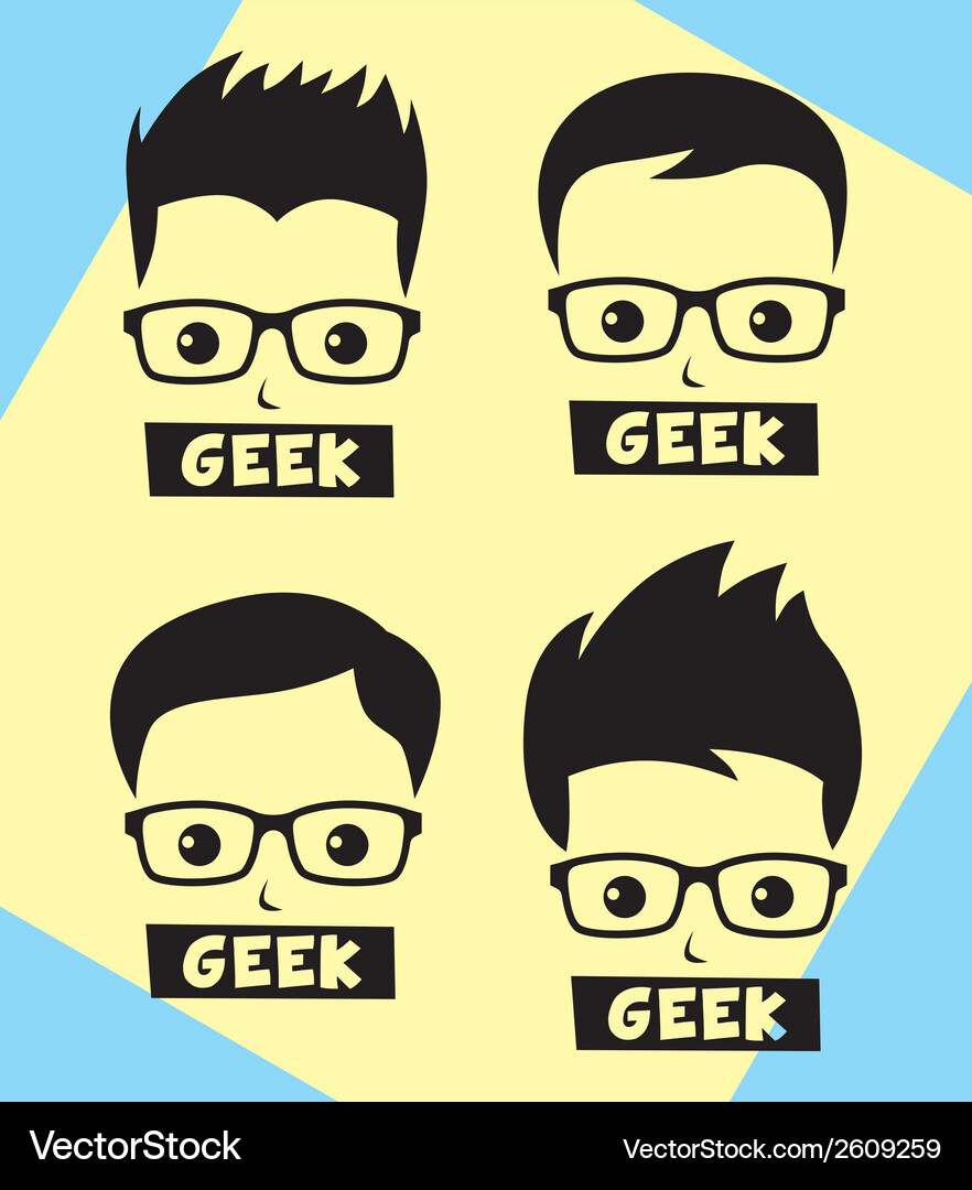 Cute Cartoon Geek with Glasses Vector Image