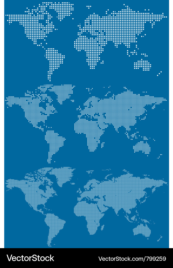 Dotted Pixel World Maps vector image