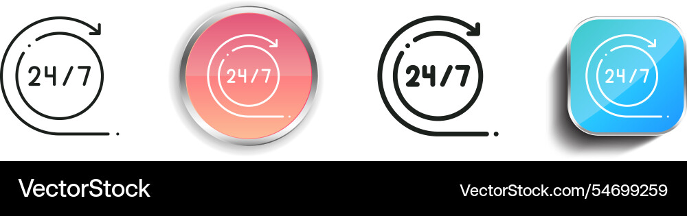 Hours icon thin linear regular and button style Hours icon thin linear regular and button style Vector Image