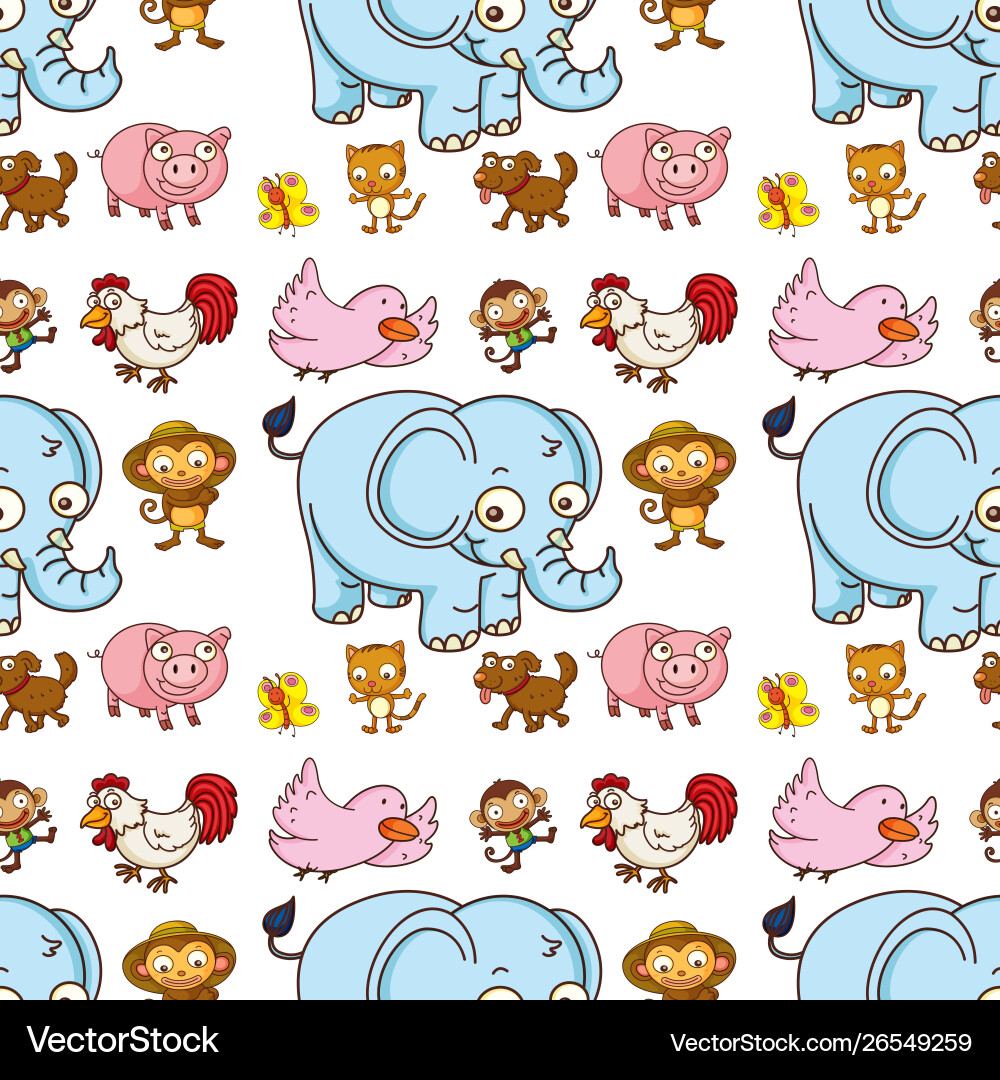 Nahtlose Musterfliese Cartoon mit Elefant Schwein Nahtlose Musterfliese Cartoon mit Elefant Schwein vektorbild