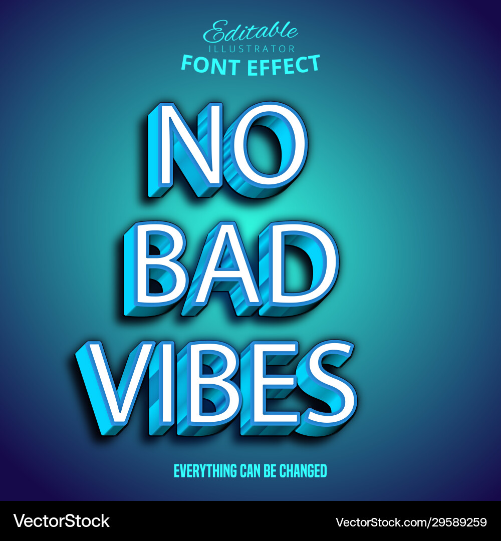 No bad vibes text editable font effect vector image