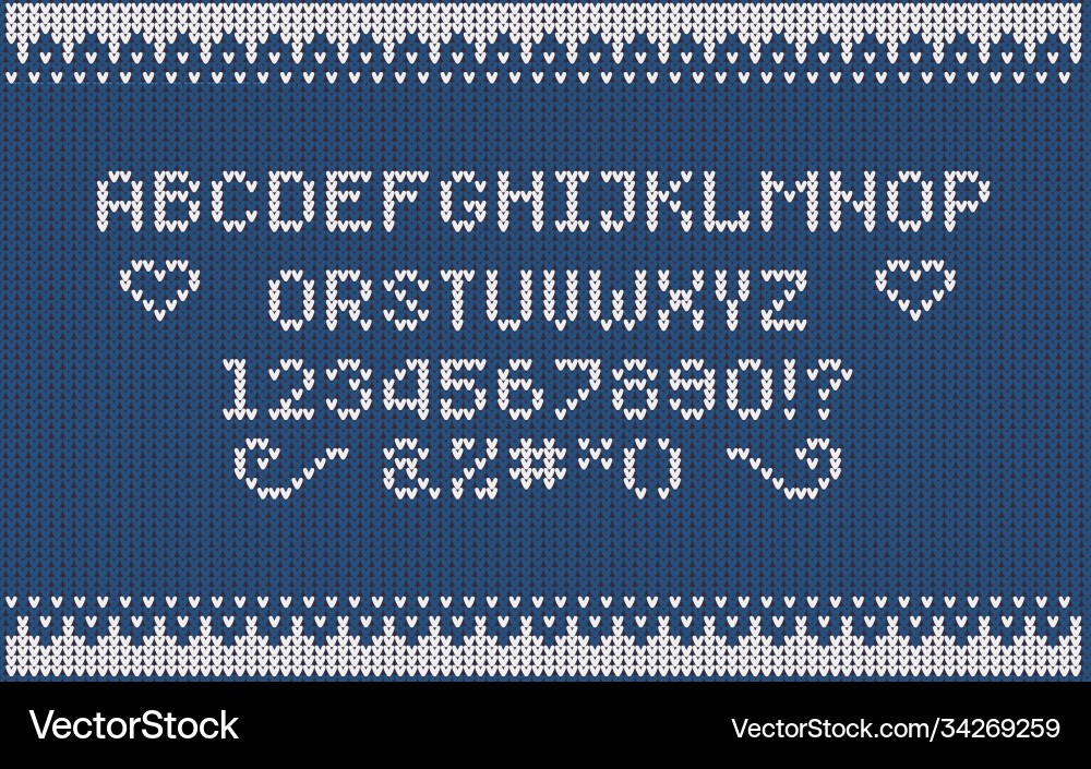 Nordic Fair Isle Knitted Font Vector Image