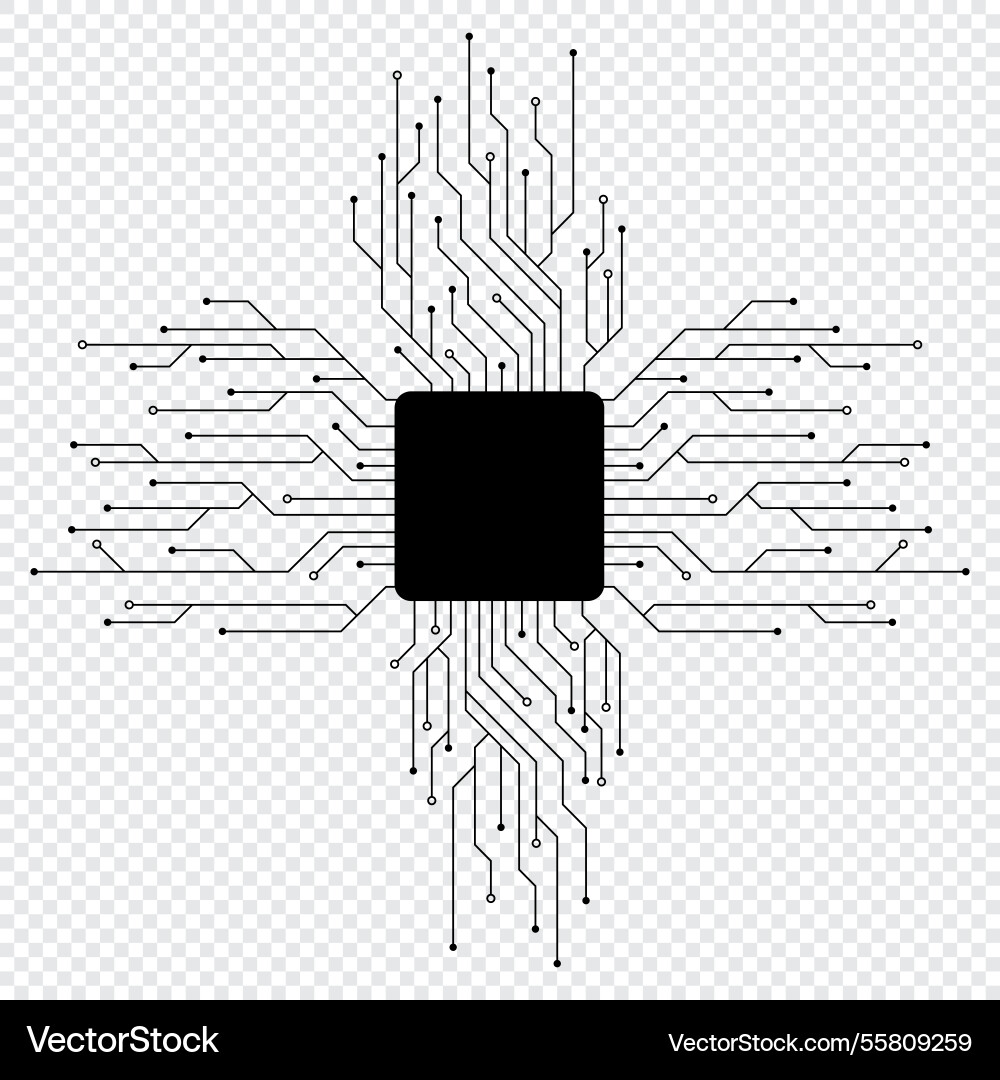 Printed circuit board and processor abstract Vector Image