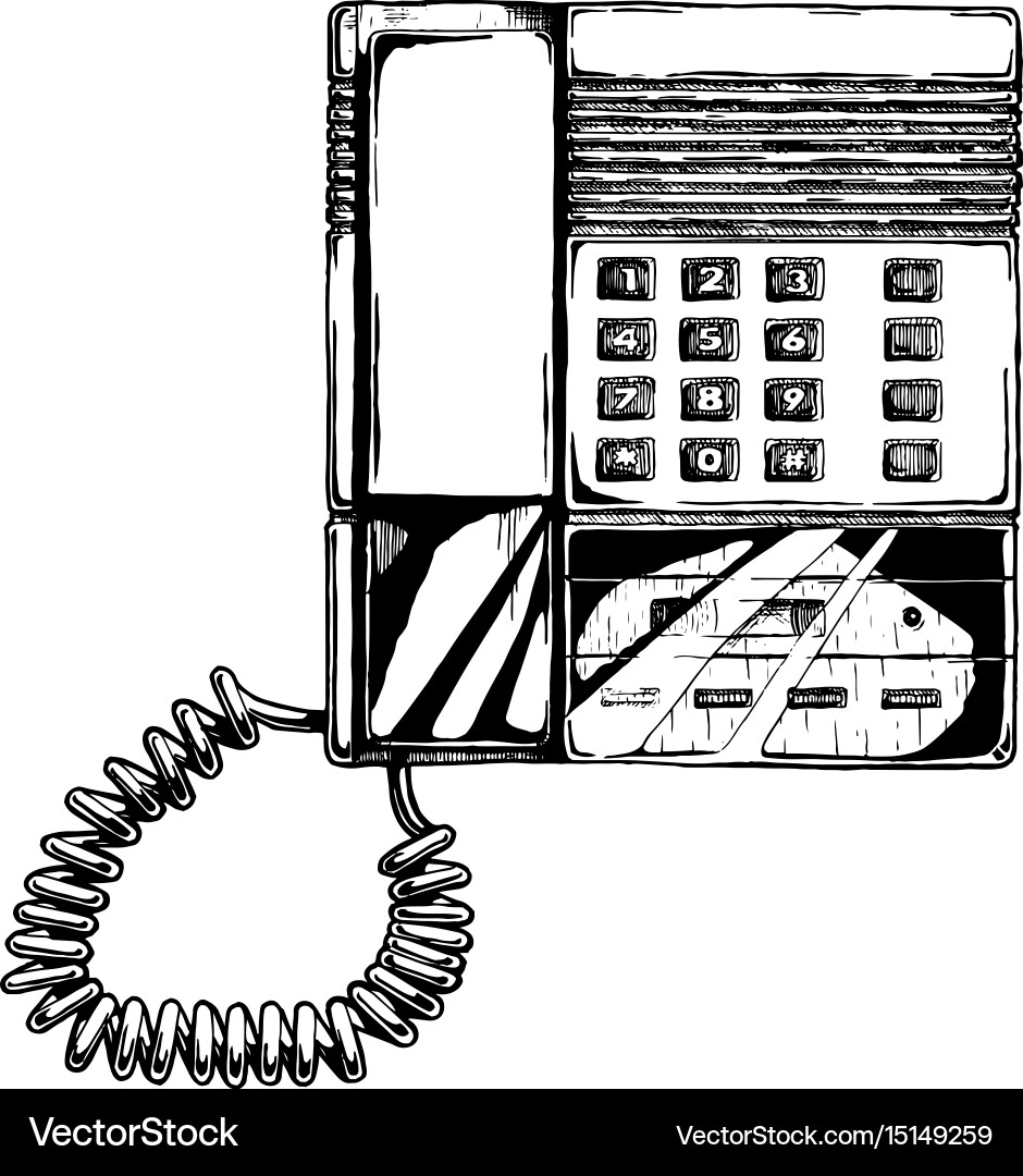 Push-button phone with answering machine vector image