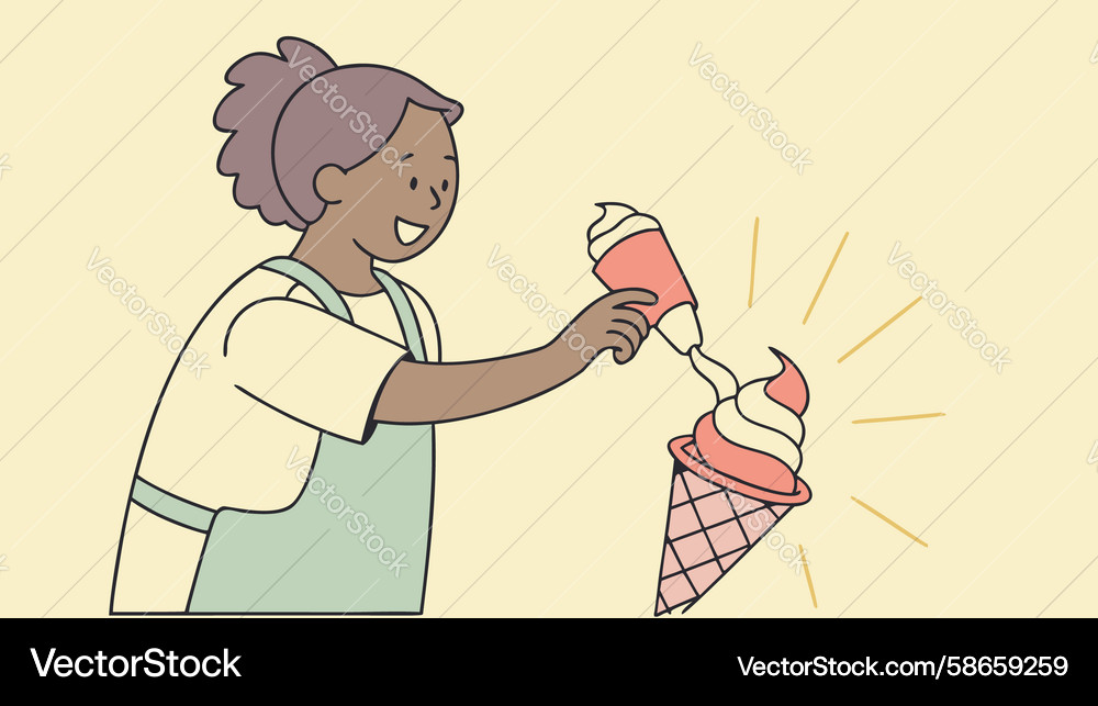 Serving up smiles creating a perfect soft-serve Vector Image