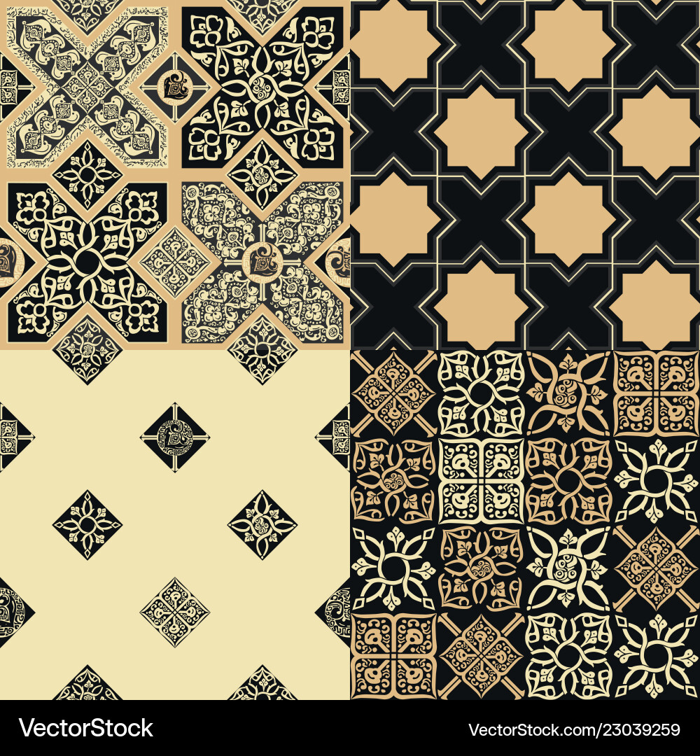 Set of patterns in the style persian tiles vector image