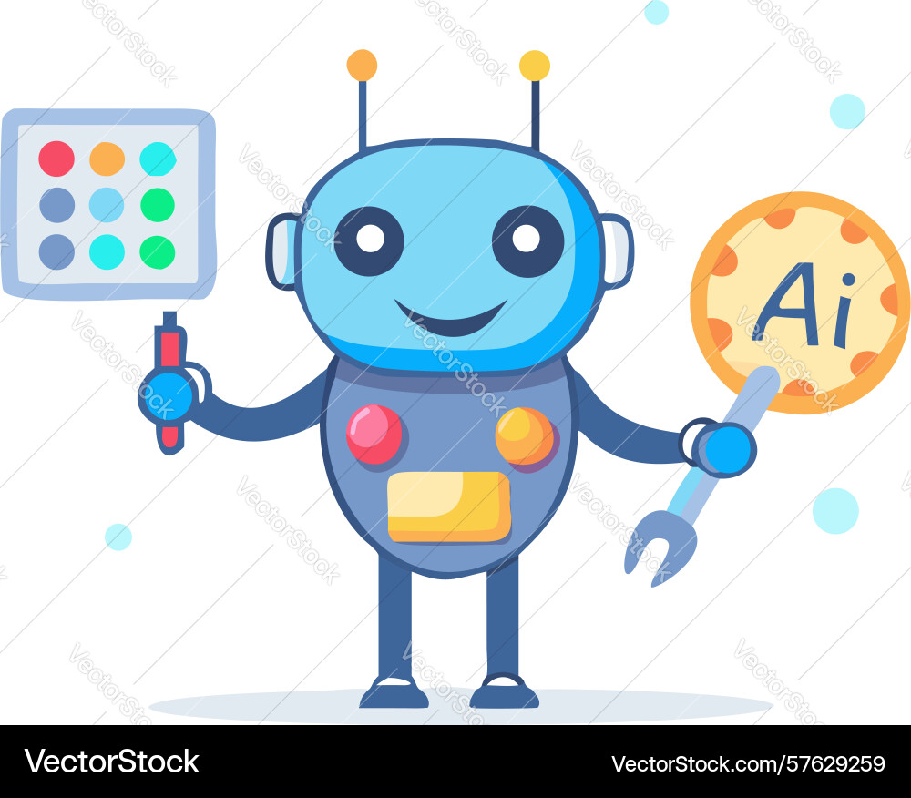 Smart robot with ai chip advanced intelligence vector image