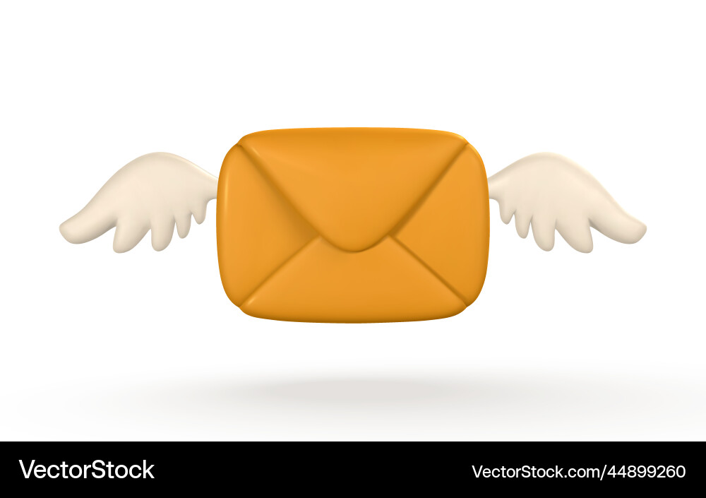 3d realistic mail envelope with wings in cartoon vector image