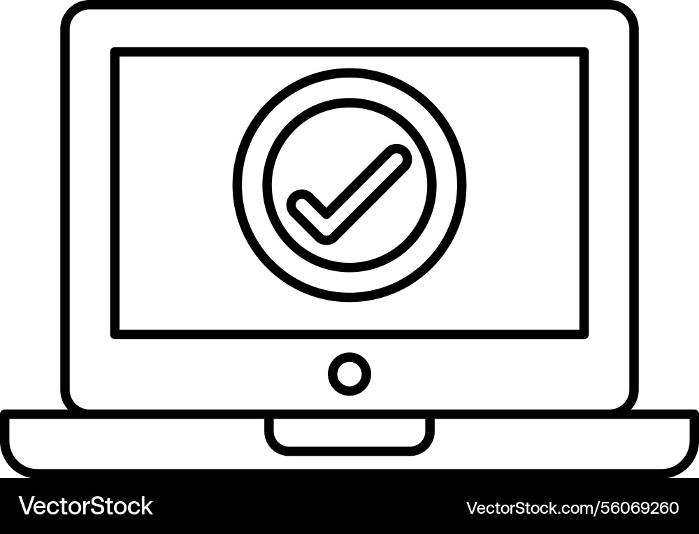 A computer screen with check mark vector image