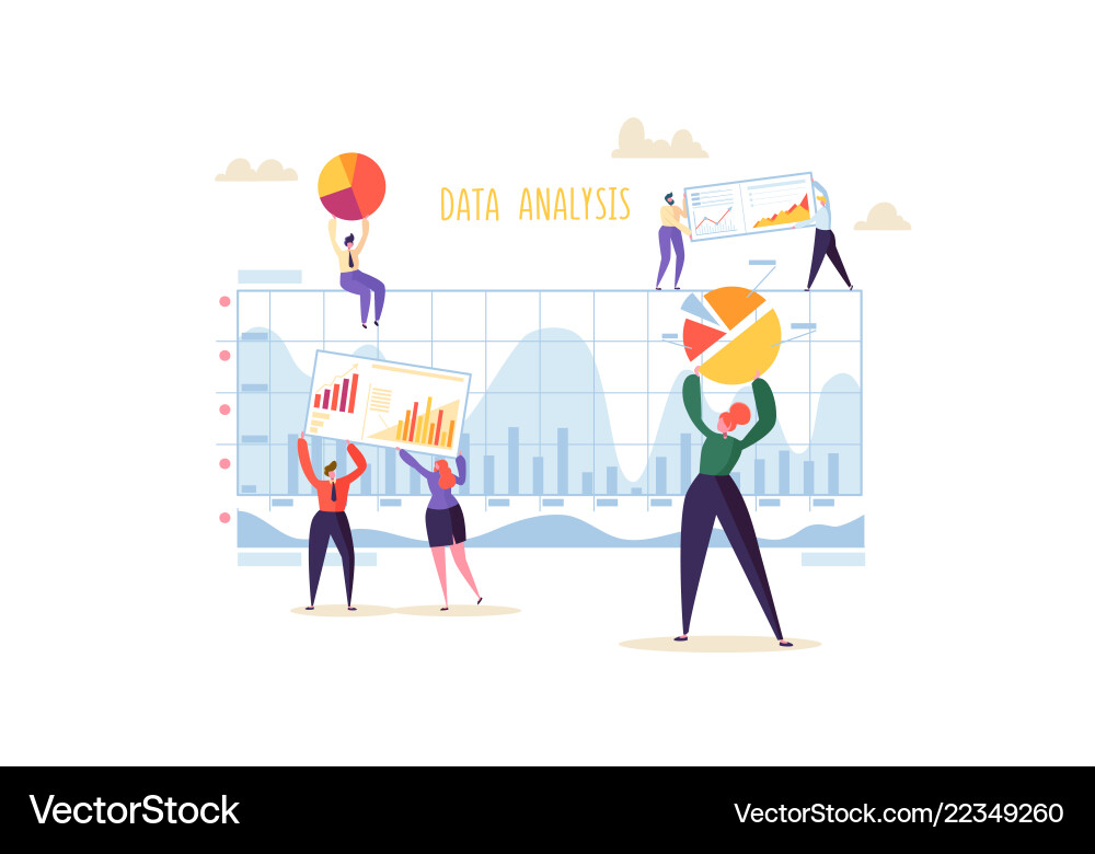Data analysis strategy concept people characters Vector Image
