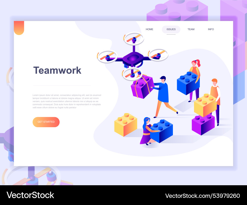 Landing page template of business workflow Vector Image