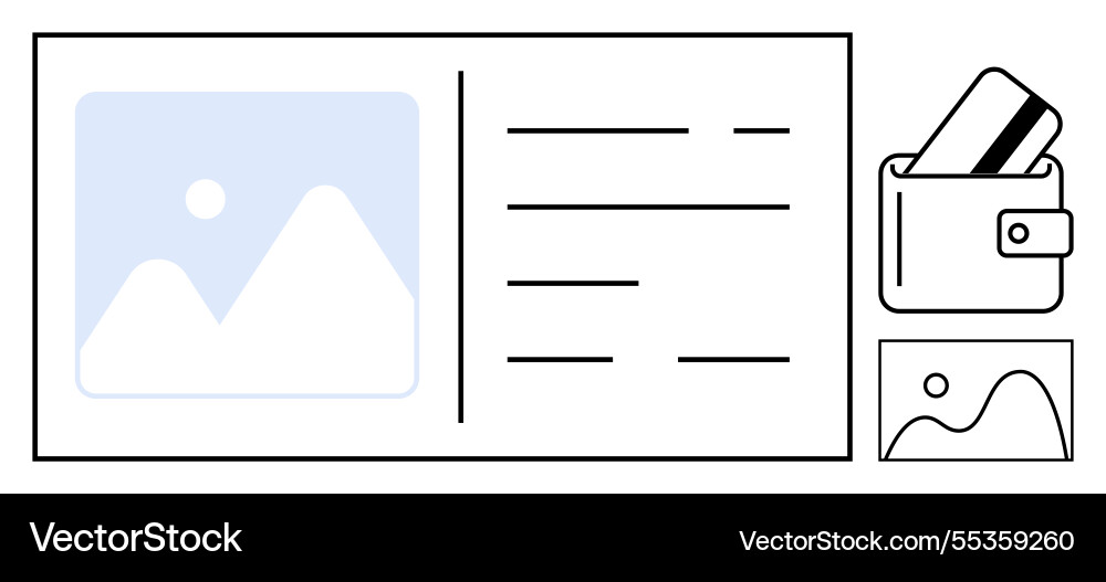 Webpage layout with photo placeholder text blocks Webpage layout with photo placeholder text blocks vector image
