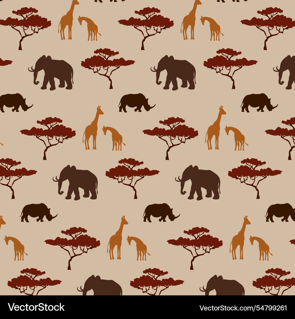 Animals and trees in the pattern Animals and trees in the pattern Vector Image