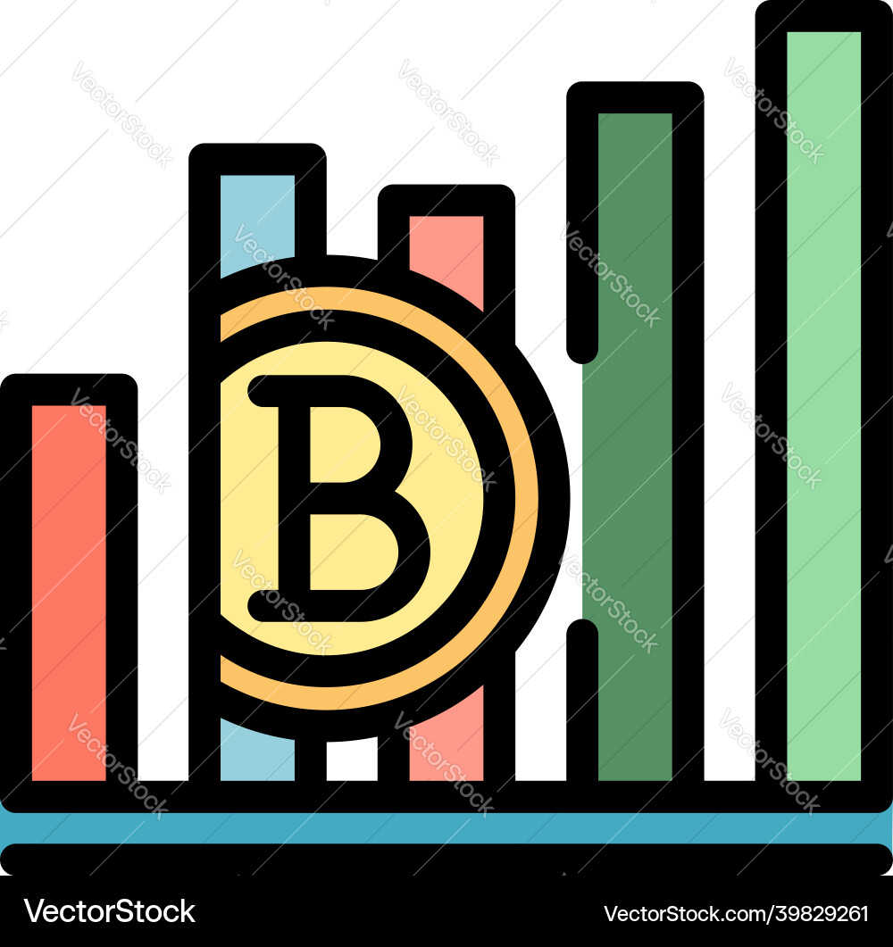Blockchain graph chart icon color outline Blockchain graph chart icon color outline vector image