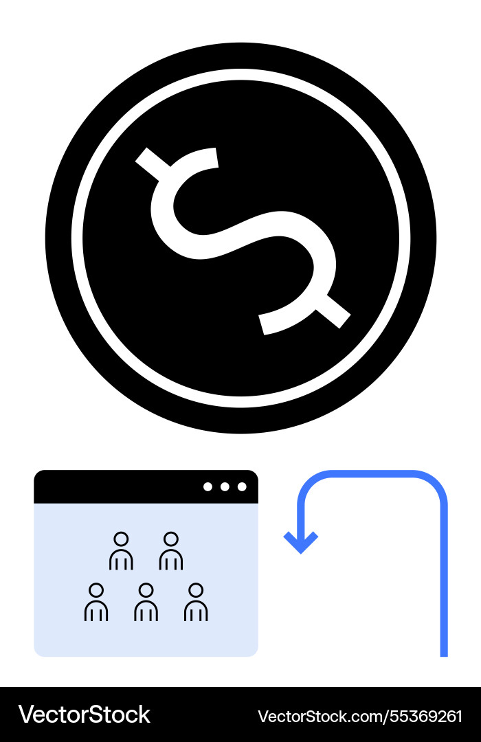 Broken dollar coin user interface with team Broken dollar coin user interface with team vector image