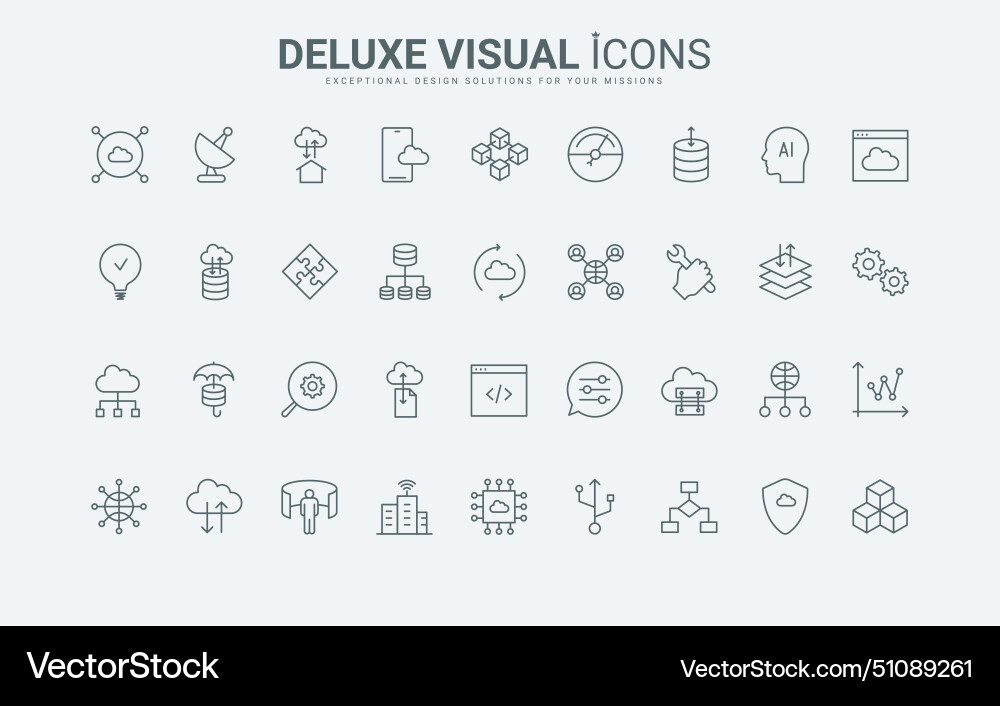 Cloud computing line icons set digital support Cloud computing line icons set digital support Vector Image