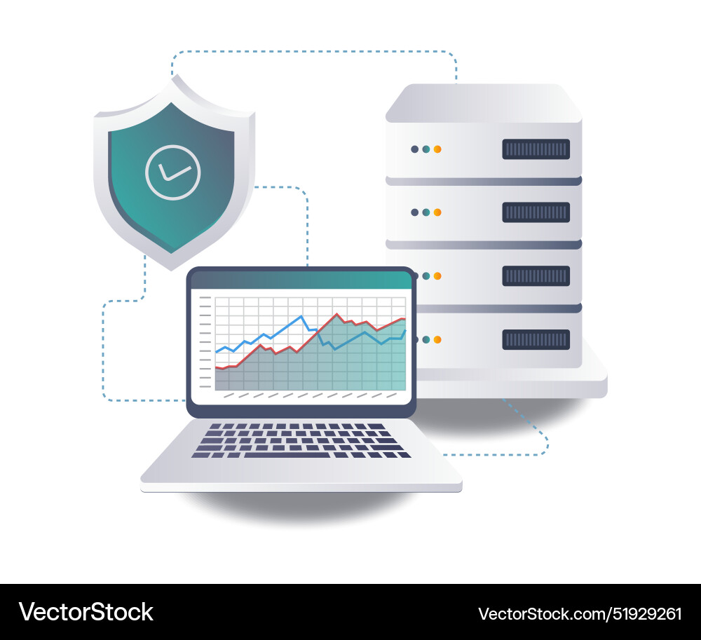 Computer server data security analysis Vector Image