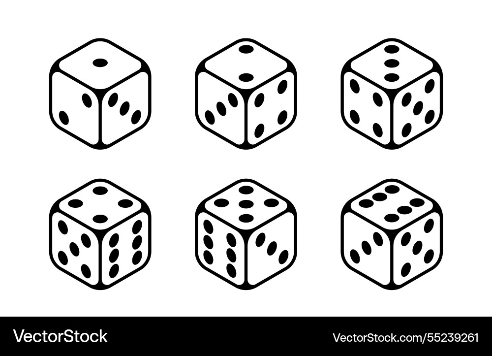 Dice 3d objects isolated gambling games design vector image