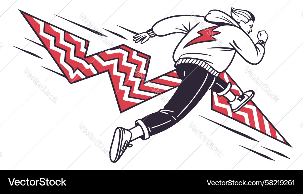 Dynamic Runner with Lightning Vector Image
