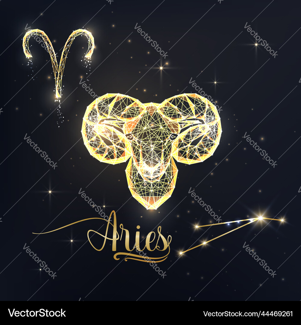Golden Aries ram symbol representing strength and determination