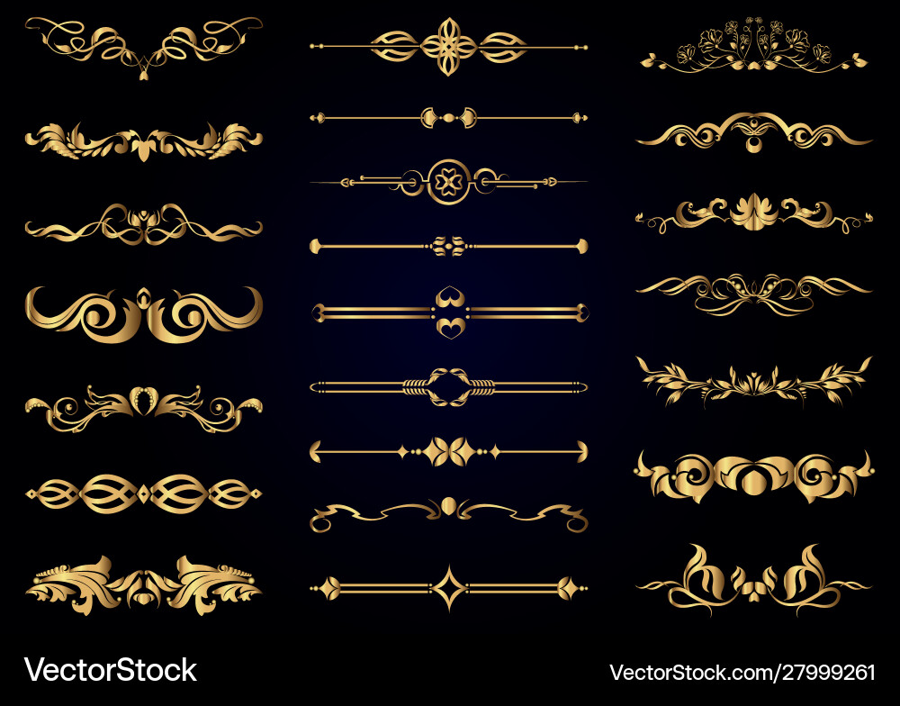 Gold Vintage Ornamental Elements Vector Image