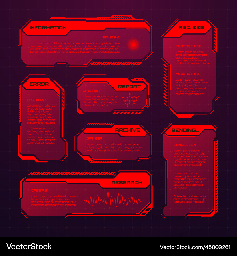 Red futuristic hud or ui elements sci-fi user Red futuristic hud or ui elements sci-fi user vector image