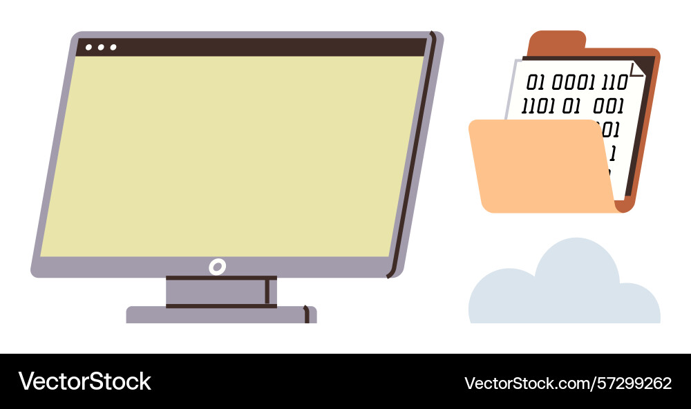 Digital file management concept with computer Digital file management concept with computer vector image