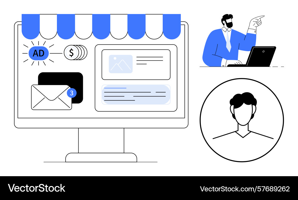 Digital marketing dashboard with notifications Digital marketing dashboard with notifications vector image