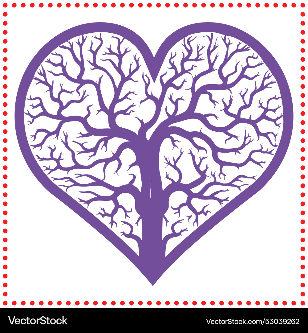 Heart shaped tree with intricate branch patterns Vector Image