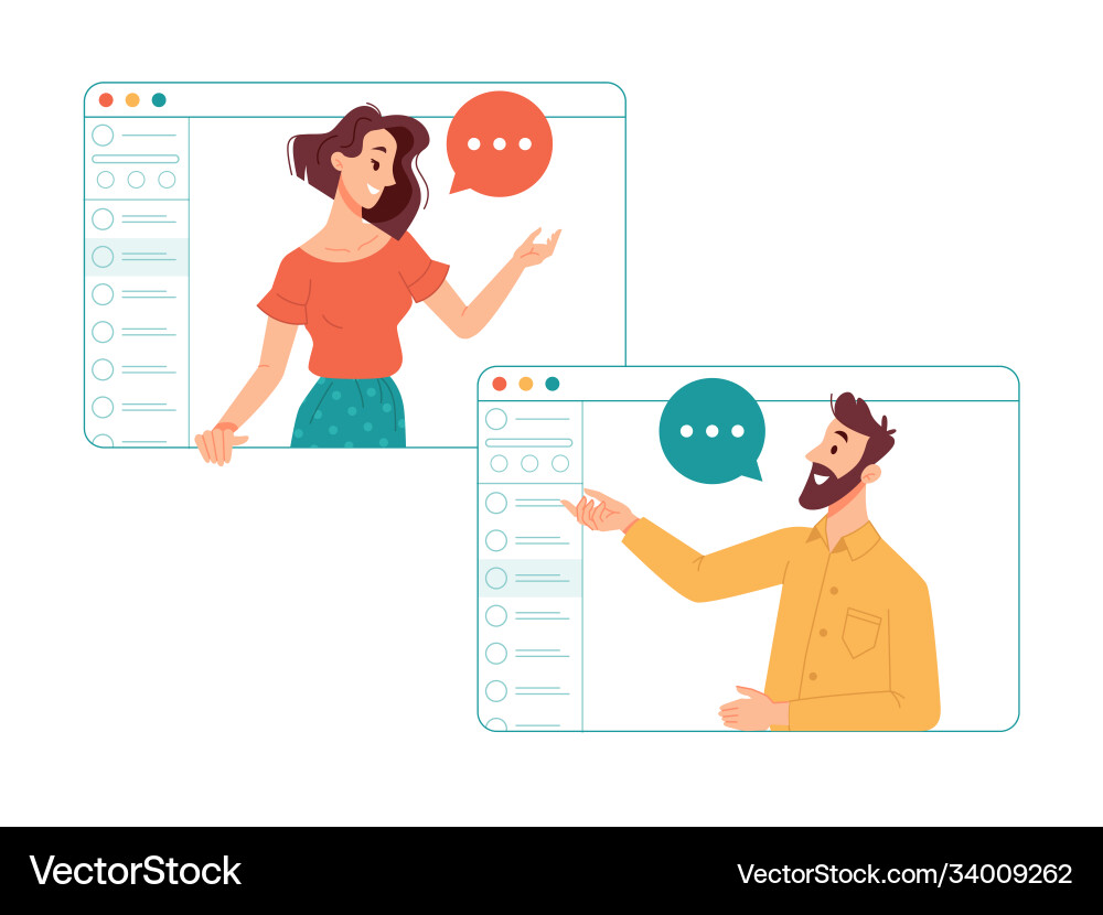 Online communication using video calls and apps Online communication using video calls and apps vector image