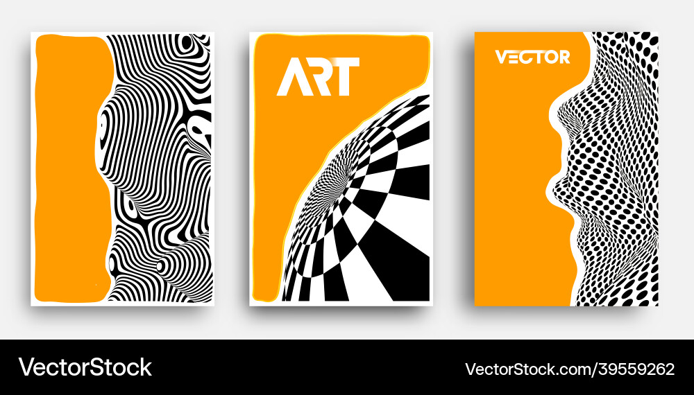 Poster set psychedelic pattern background Poster set psychedelic pattern background vector image