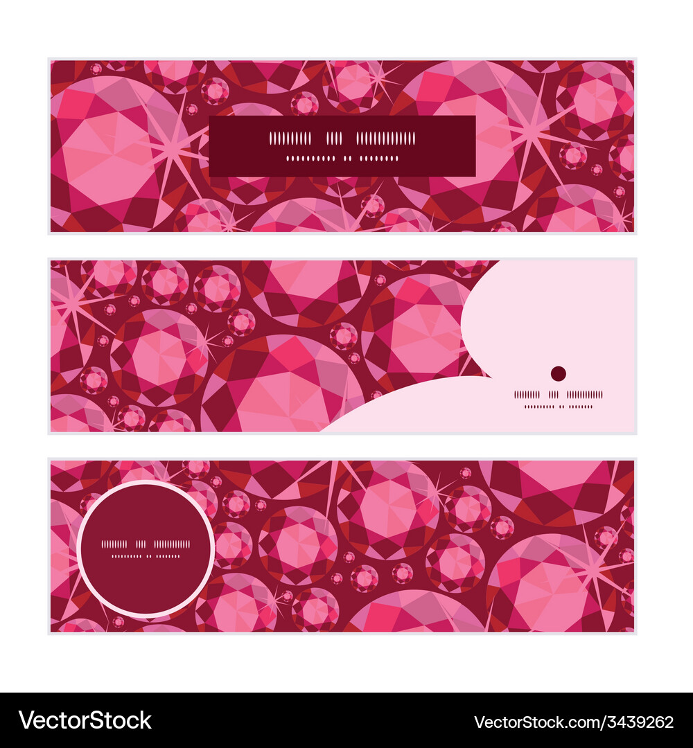 Ruby horizontal banners set pattern background Vector Image