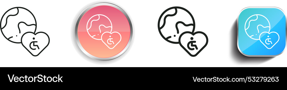 Disability icon thin linear regular and button Vector Image