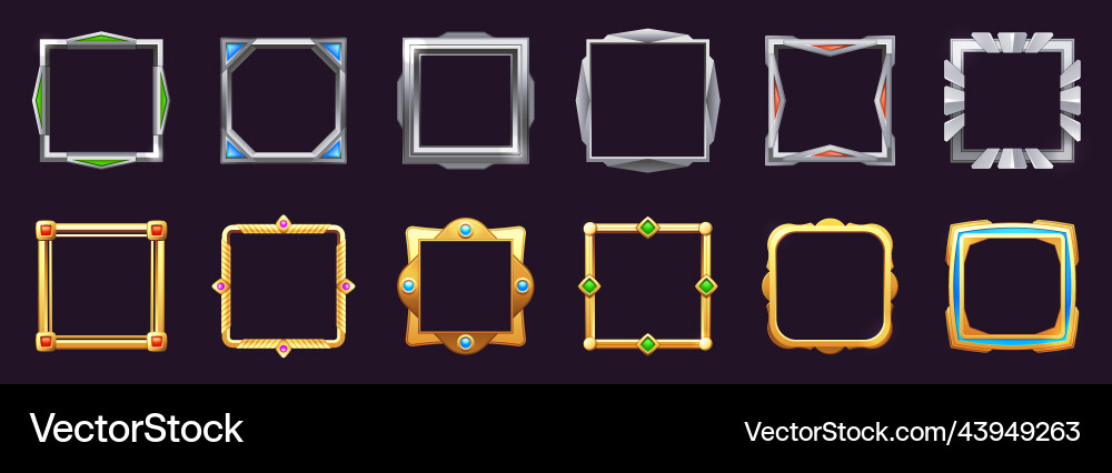 Game UI Frame - Gemstone Border vector image