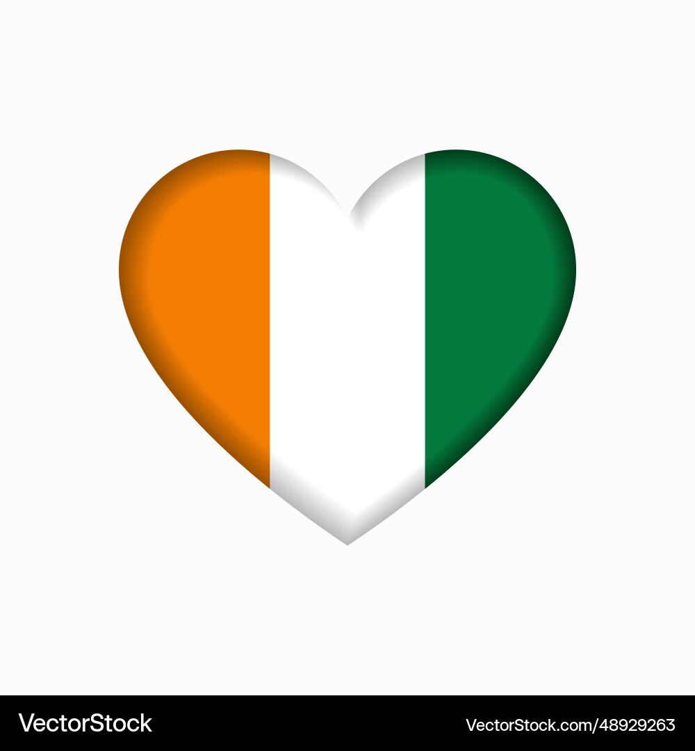 Ivorian flag heart-shaped sign vector image