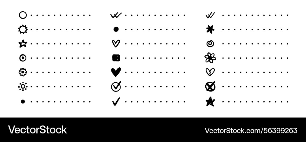 Notebook point checklist set various bullet Notebook point checklist set various bullet vector image