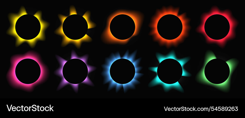 Set of multicolor circle illuminate light frames Set of multicolor circle illuminate light frames vector image