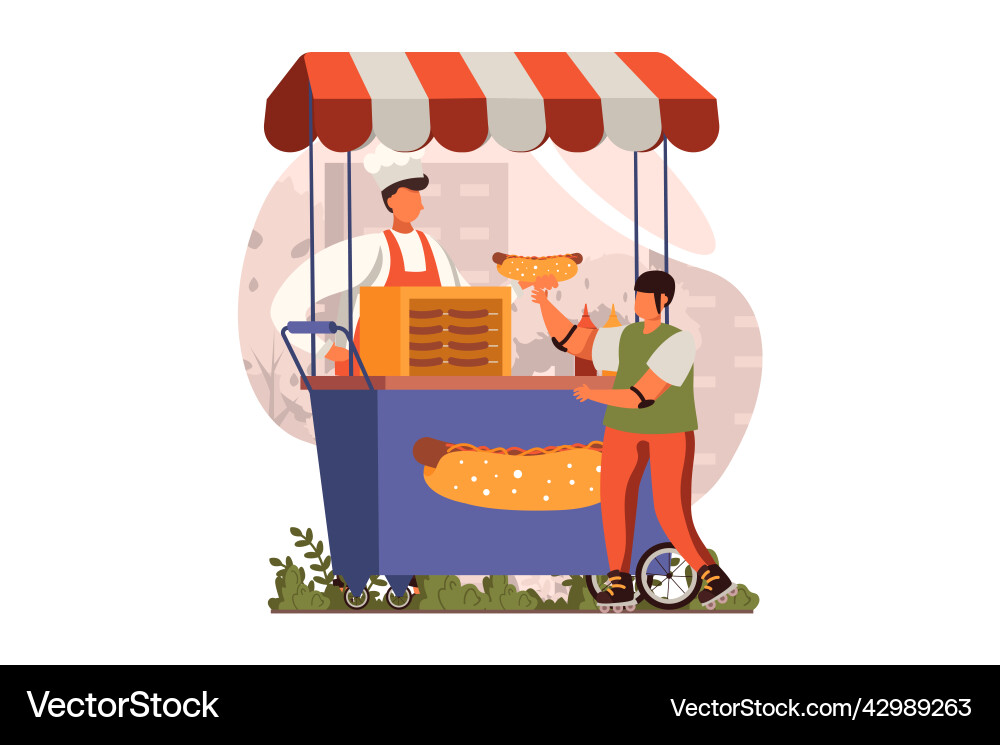 Street Shops Web-Konzept im flachen Design Street Shops Web-Konzept im flachen Design Vektorbild
