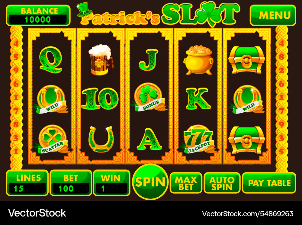 Ui game slot machine with buttons and symbols Ui game slot machine with buttons and symbols vector image