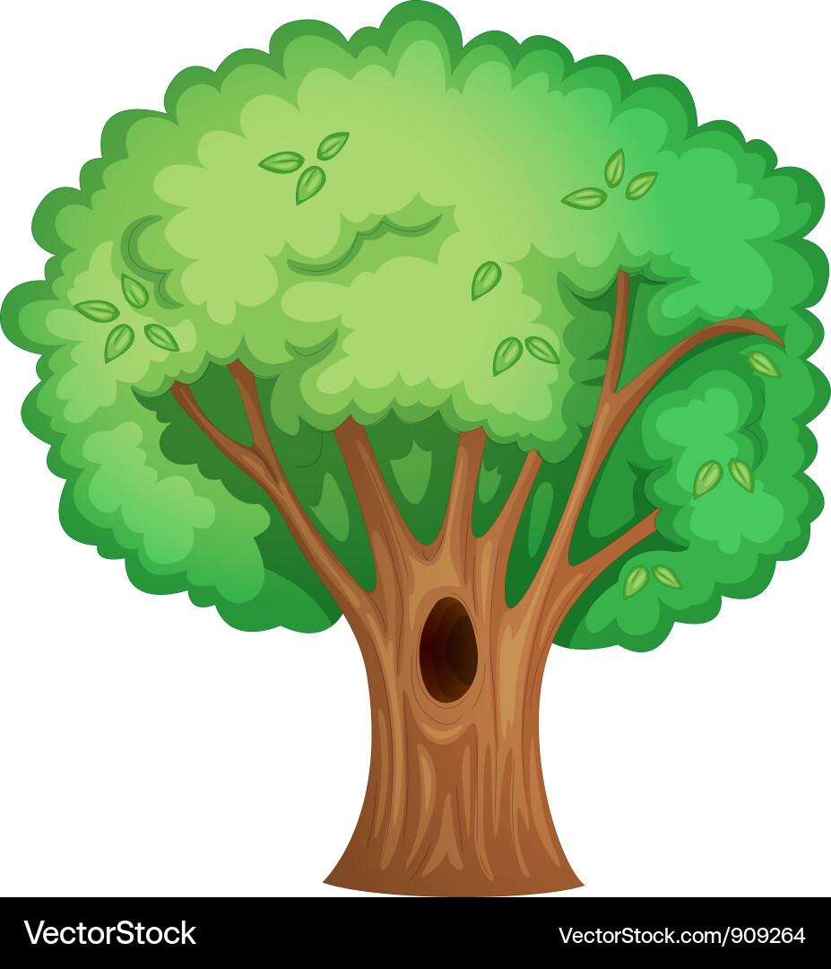 Cartoon Tree with Hollow Trunk vector image