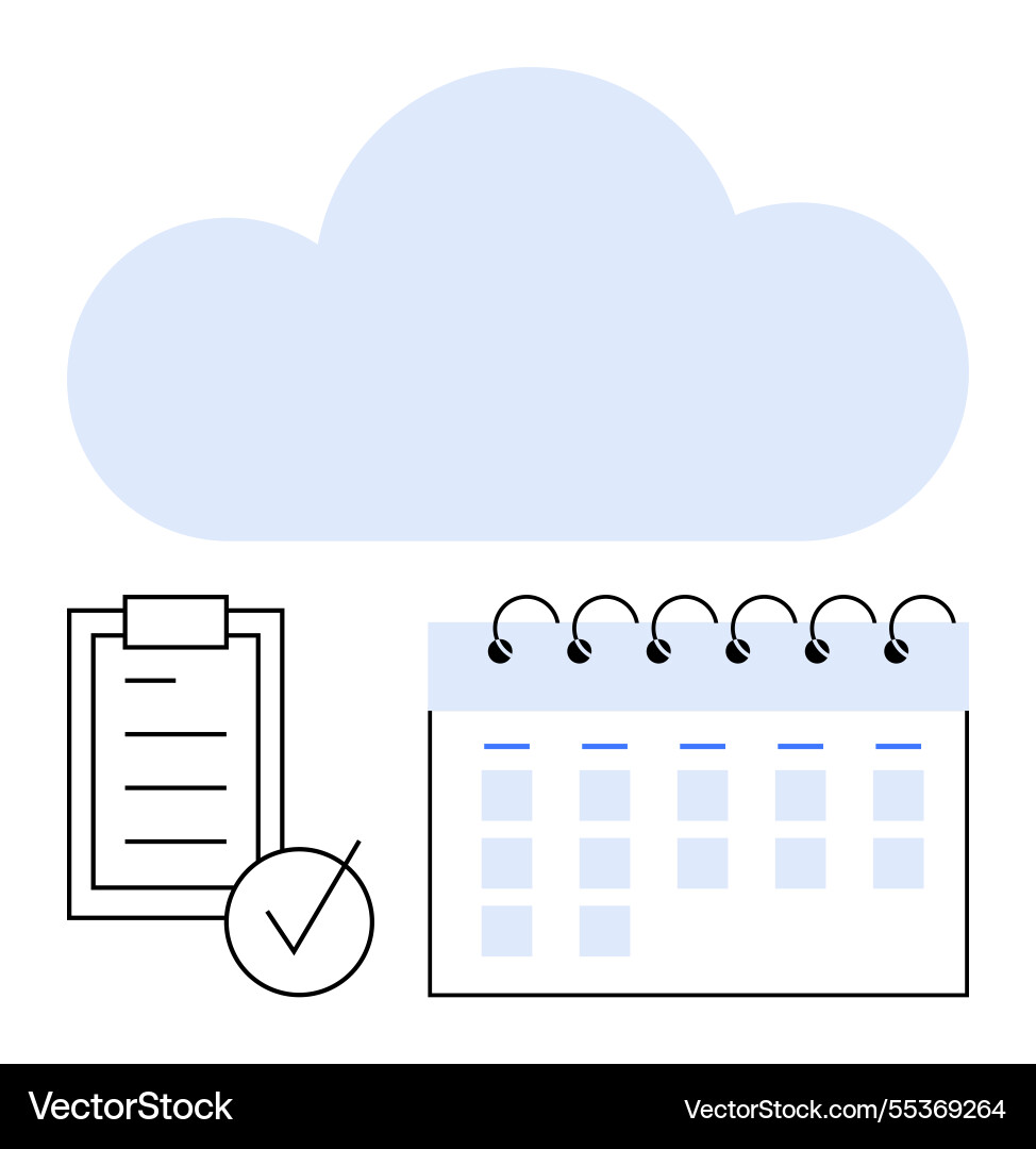 Cloud integration with task checklist and calendar Cloud integration with task checklist and calendar vector image