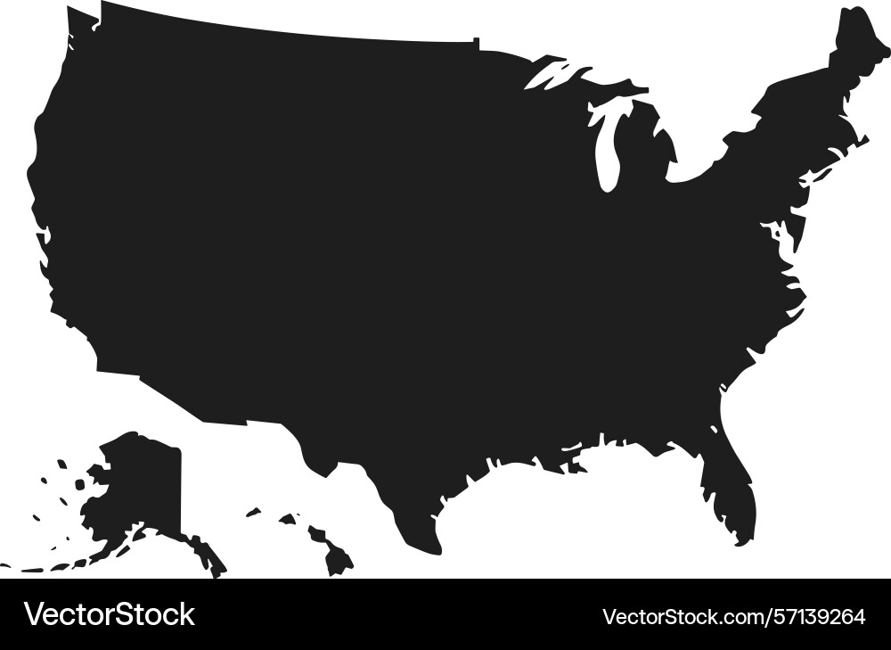 Complete usa map silhouette united states Vector Image