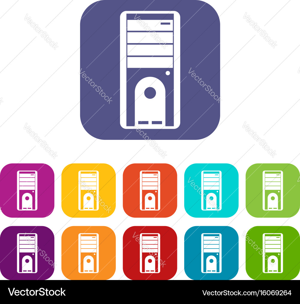 Computer system unit icons set vector image