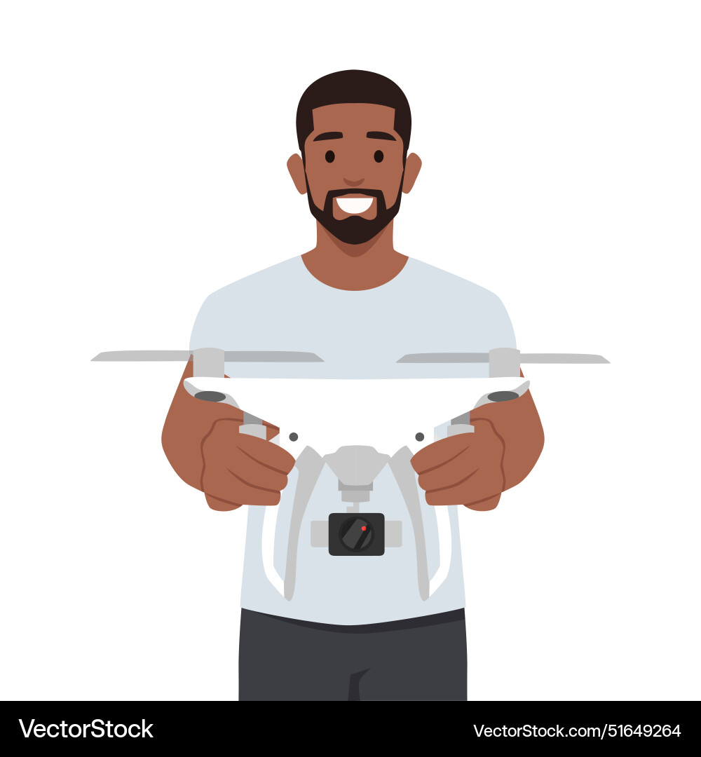 Drone with controller in hands of man Drone with controller in hands of man vector image