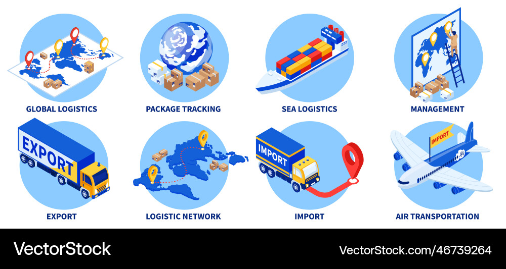 Export import round compositions Export import round compositions vector image